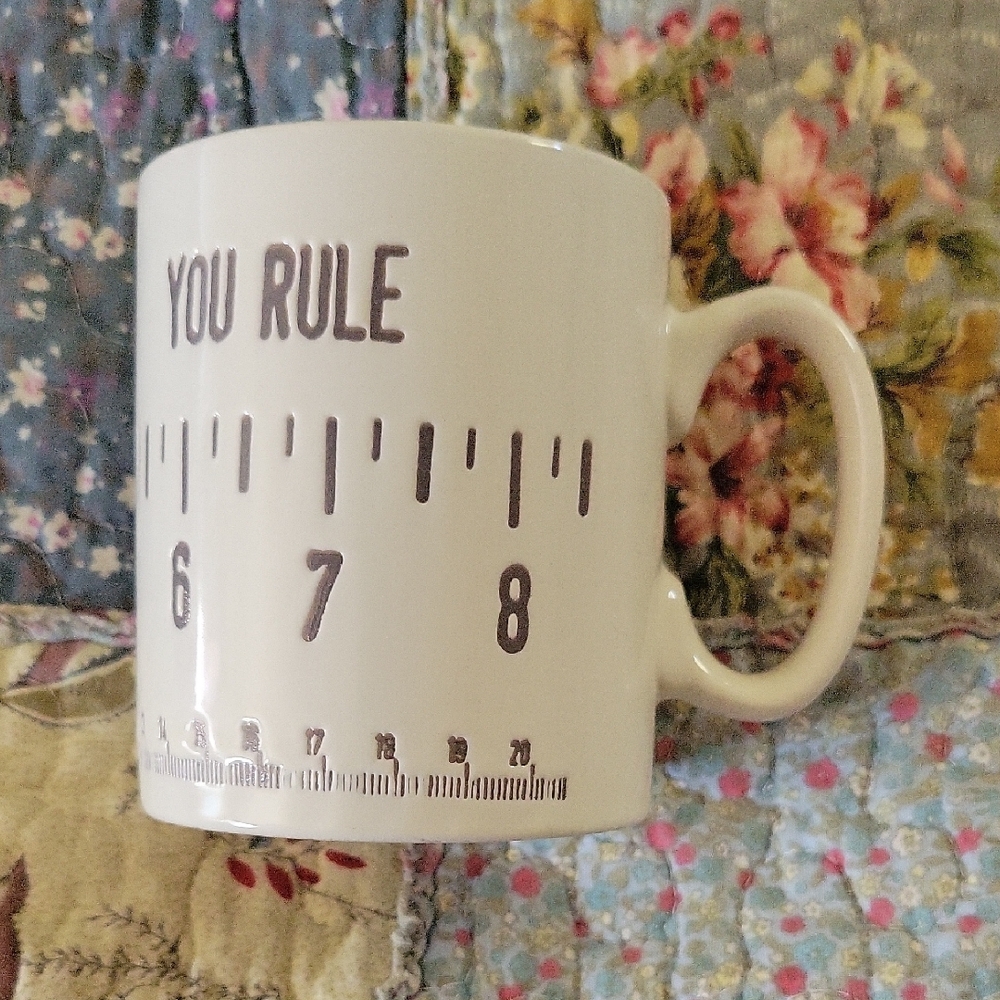White Ceramic Mug with Ruler Design for Dining - Picture 5 of 7